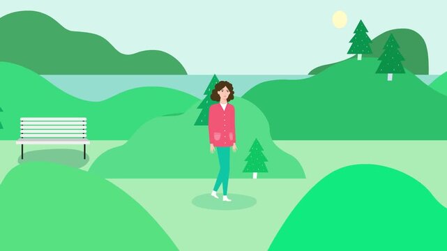 Woman walking in park, outdoor lifestyle, nature прогулка, healthy activity, fresh air