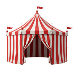 Red and white striped circus tent on transparent background © BTG