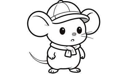 Naklejka premium A cartoon mouse with a baseball cap on