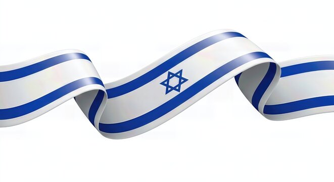 Israel Flag Ribbon Style Vector Illustration Isolated on White Background