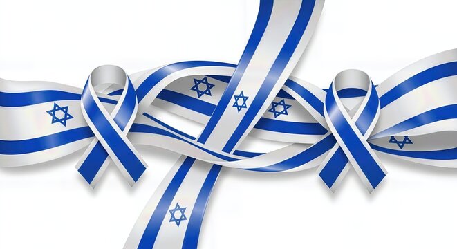 Israel Flag Ribbon Style Vector Illustration Isolated on White Background