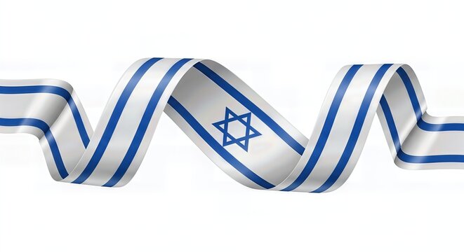 Israel Flag Ribbon Style Vector Illustration Isolated on White Background