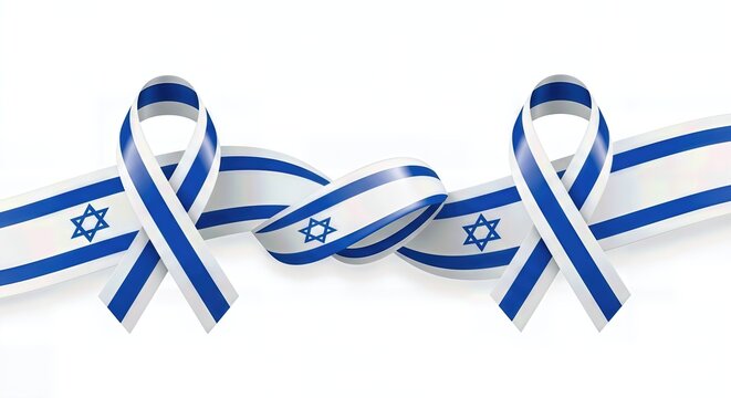 Israel Flag Ribbon Style Vector Illustration Isolated on White Background