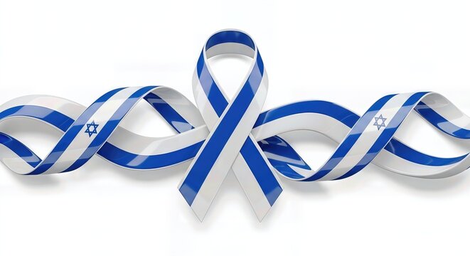 Israel Flag Ribbon Style Vector Illustration Isolated on White Background