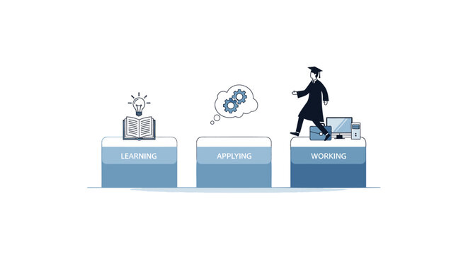 Business concept, workflow optimization, productivity icons, vector illustration