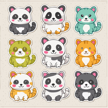 Cute Cartoon Animals Sticker Set