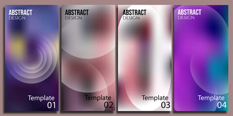Obraz premium Modern purple and pink gradient template set with soft circular glowing effects.