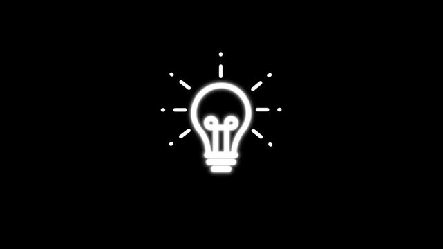 Digital bulb creativity icon animation isolated on black background