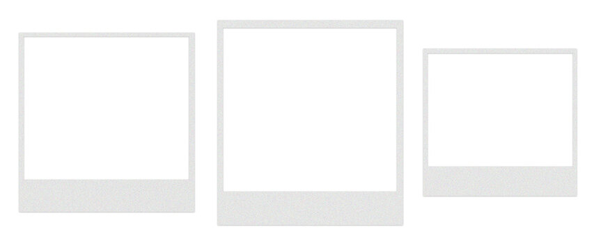 Polaroid Picture Frames Set - 3 Blank Photo Frame Templates with Transparent Background