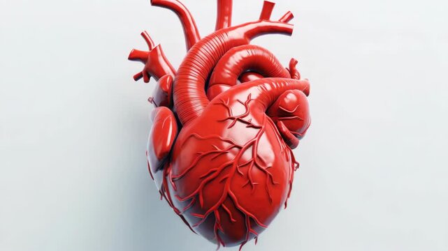 Plastic heart model against a white background, perfect for medical s or educational materials.