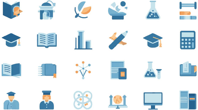 educational icons set for school and study materials