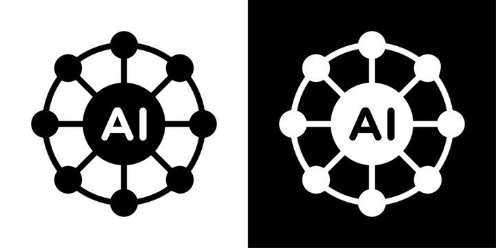 Modern AI model icon representing neural networks, machine learning, and intelligent systems for apps and digital platforms.
