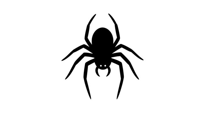 Black Spider Silhouette on White Background.