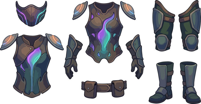 Fantasy armor set with glowing accents.