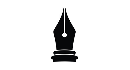 Fototapeta premium A minimalist black silhouette depicts the nib and section of a classic fountain pen isolated on white