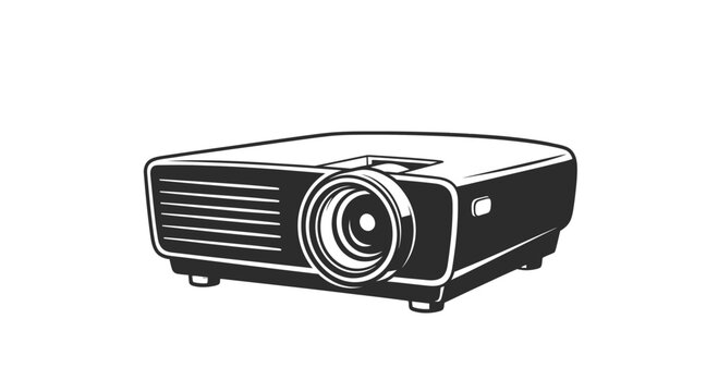 Simple Line Drawing of Projector Device.