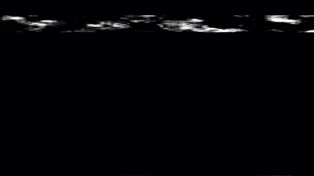 Retro Analog VHS TV Noise Distortion Seamless with blinking rewind icon on alpha channel, vintage film. 4K Video overlay