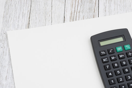 Calculator with blank paper mockup