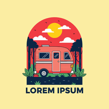 Vintage Camper Van Illustration.