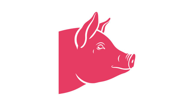 Pink Pig Head Graphic Illustration.