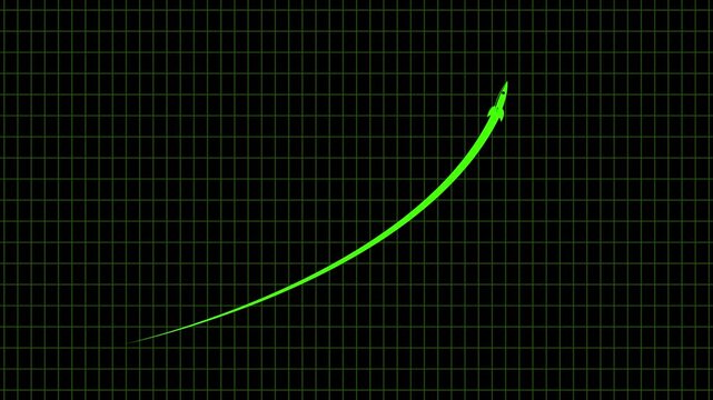 Arrow rises upward across a dark digital grid background that symbolizes consistent financial market growth and positive economic trends for investors who are tracking their performance during this.