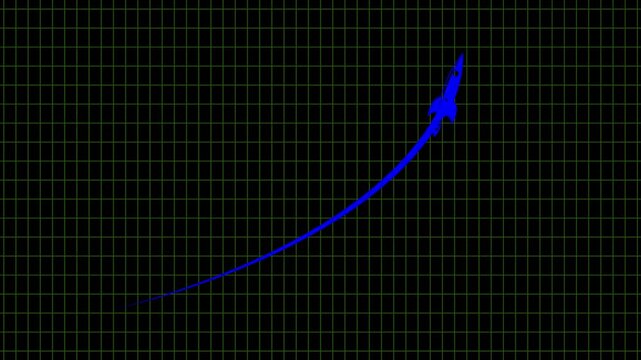 Arrow rises upward across a dark digital grid background that symbolizes consistent financial market growth and positive economic trends for investors who are tracking their performance during this.