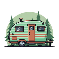 Obraz premium Vintage Retro Style Teardrop Camper Travel Trailer Illustration.
