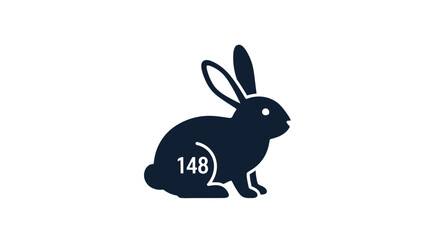 Fototapeta premium Black Rabbit Silhouette with Number 148.