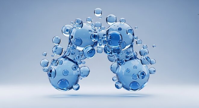 Abstract lung made of blue water drops on white background. Medical technology concept.