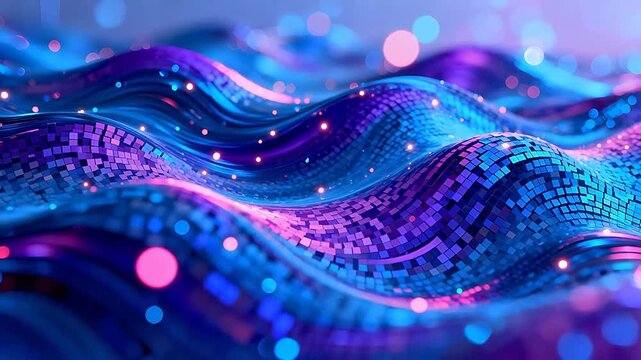Abstract wave of colorful mosaic tiles