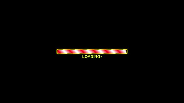 Loading bar designed in warm golden tones signifies an active wait time on a black screen, functioning as a essential digital element for web designers to communicate process completion or initiation.