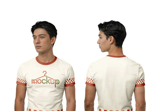 Mens Crew Neck T Shirt Male Model Mockup