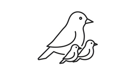 Fototapeta premium Family of Birds Outline Icon (2)