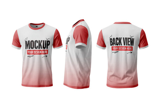 T Shirt Mockup Triple View