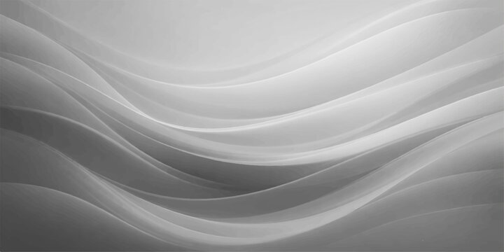 Abstract black and white background featuring smooth silk waves and elegant flowing satin textures in a soft grey motion pattern for a sophisticated fabric wallpaper design