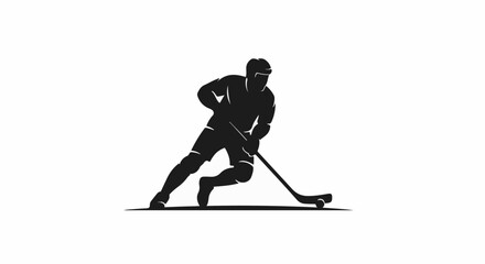 Fototapeta premium Silhouette of a hockey player in action on a white background