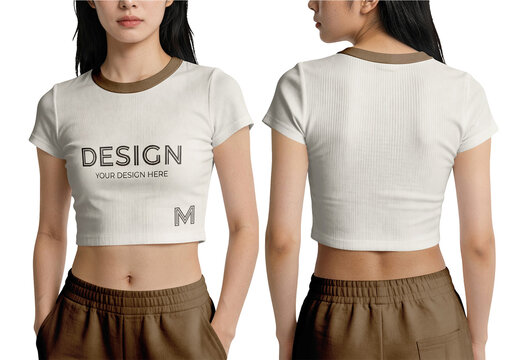 Womenss Cropped T Shirt Baby Tee Mockup