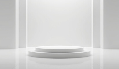 Fototapeta premium small round white stage with white background