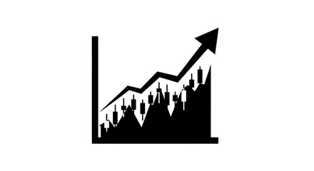 Fototapeta premium Black graph chart with rising arrow.