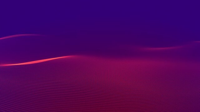 Purple Red Particle Grid Wave, Glowing Dot Terrain Motion, Cyber Data Surface Flow, Digital Energy Landscape, Abstract Neon Technology Background Animation 4K 60fps