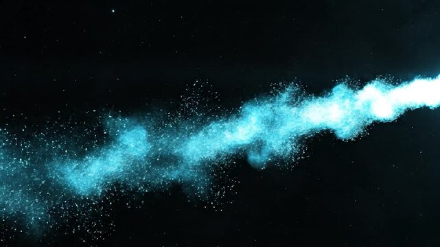 Glowing Blue Light Trail in Space.