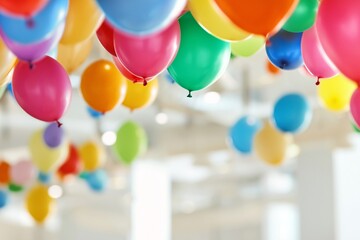 Fototapeta premium Colorful Balloons Fill the Room for a Celebration at a Party Venue During the Day