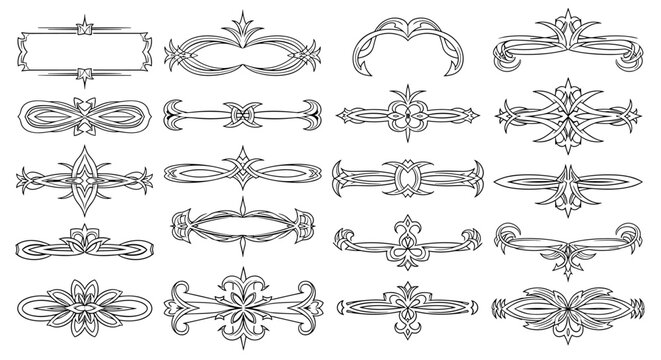 Collection of elegant decorative borders and dividers in a classic style
