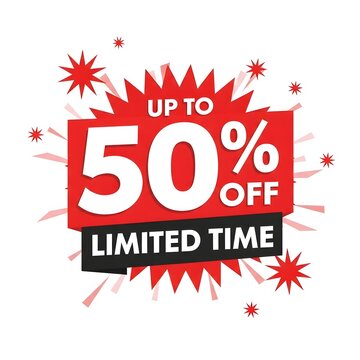 Up to 50 percent off limited time sale advertisement