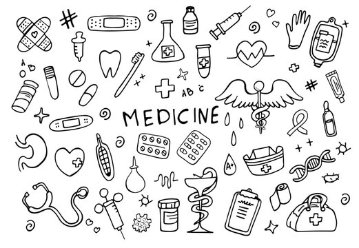 Collection of medical-themed design elements