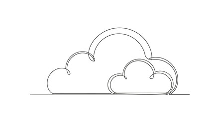 Fototapeta premium Minimalist Cloud Rainbow Line Art Drawing, Simple Abstract Weather Symbol Icon
