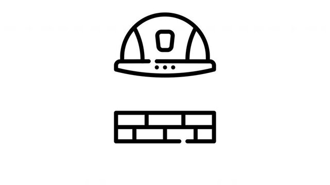 Security building of a hard hat on bricks. Suitable for construction safety graphics, architecture design, engineering illustrations, and industrial concepts.
