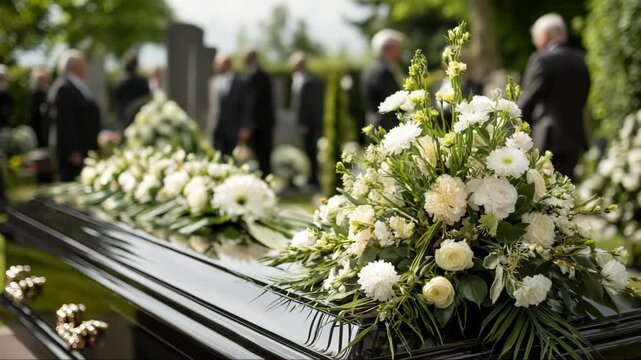 Memorial service scene for funeral home marketing