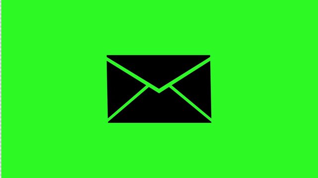 Mail envelope icon message notification animation green screen seamless loop digital communication alert symbol interface modern minimal design isolated chroma key template ui ux concept flat graphic 