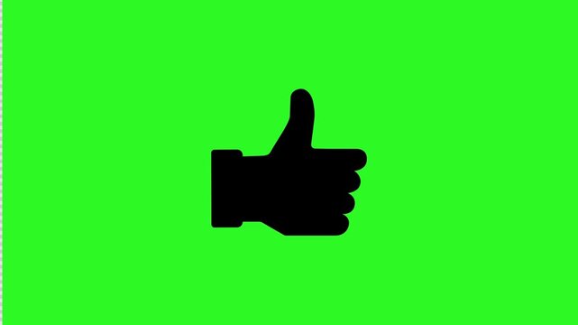 Social like icon thumbs up silhouette green background loop animation minimal flat design digital symbol approval gesture media concept seamless motion graphic clean modern vibrant simple interface 